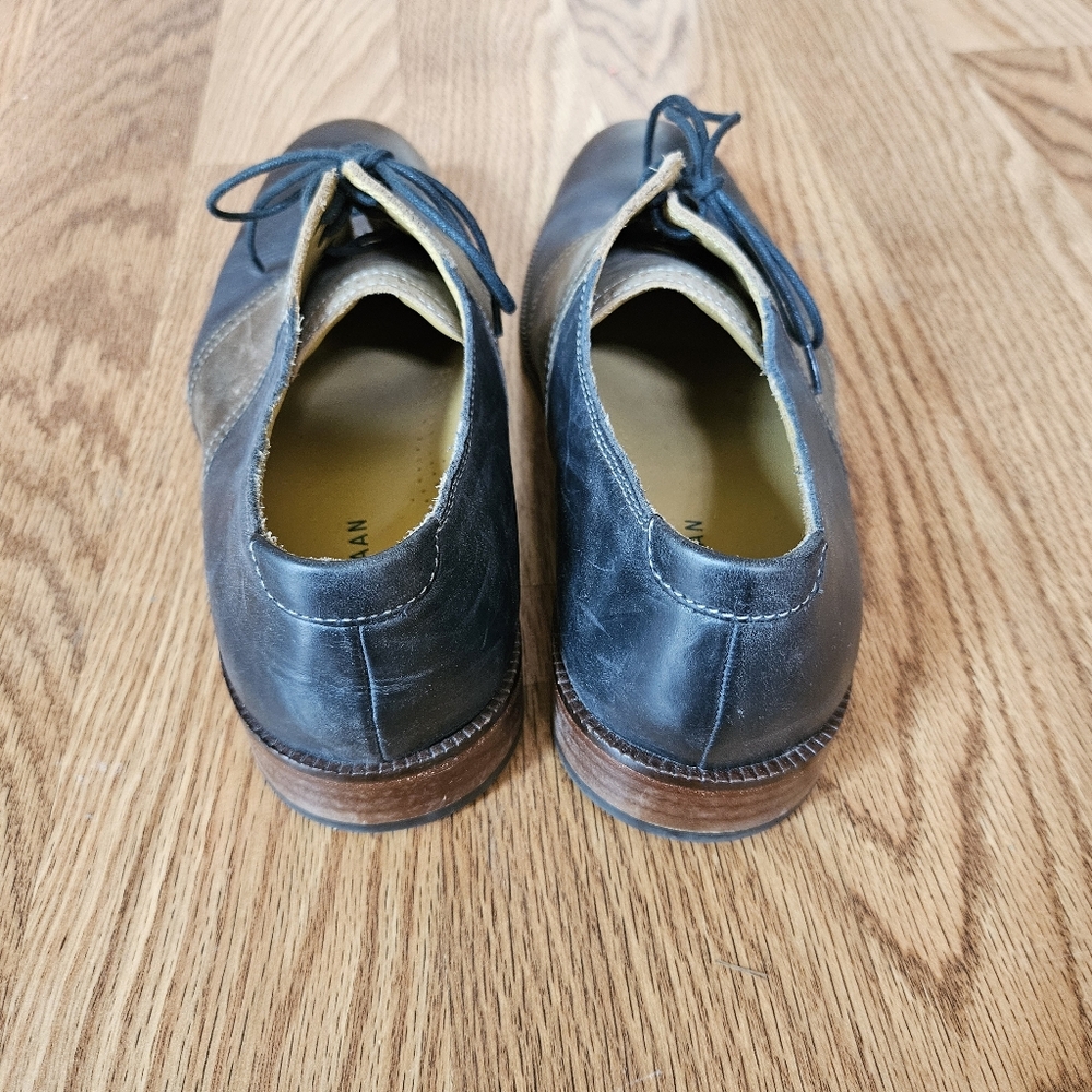 Cole Haan Two-Tone Navy Blue and Brown Leather Oxfords - Picture 3 of 6